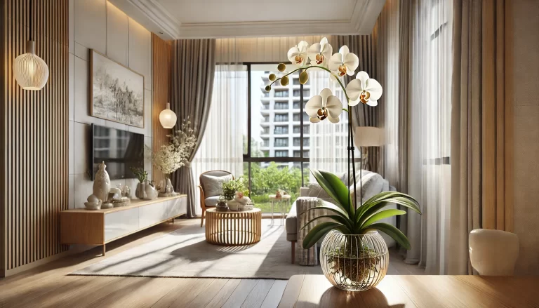 Orquídeas em um vaso transparente