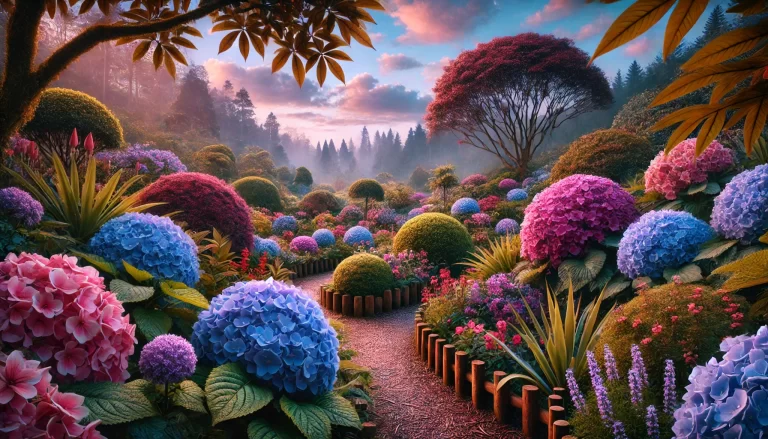 Jardim repleto de hortênsias