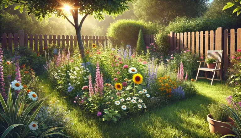 Um lindo jardim com flores silvestres