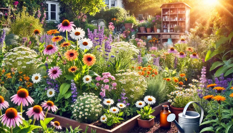 Um linda horta de flores medicinais