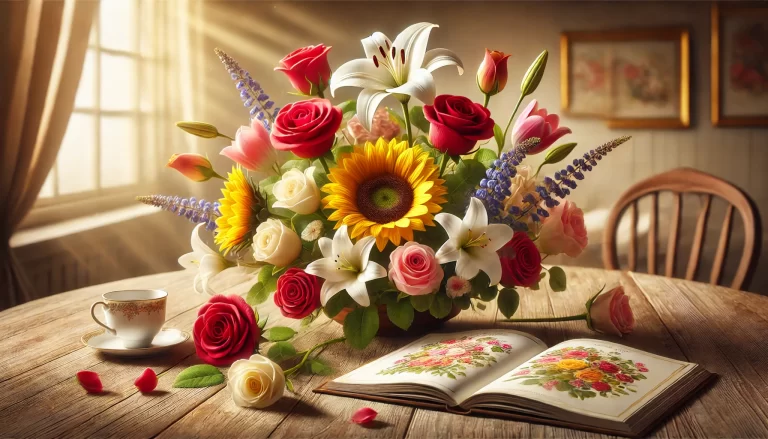 um arranjo de flores coloridas representando o significado das flores