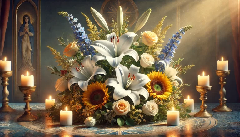 Arranjo floral demonstrando espiritualidade.