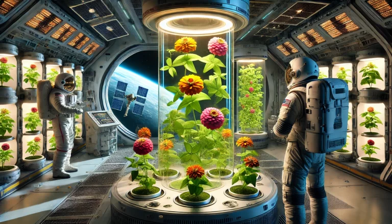 Plantas no espaço em ambiente de gravidade zero.