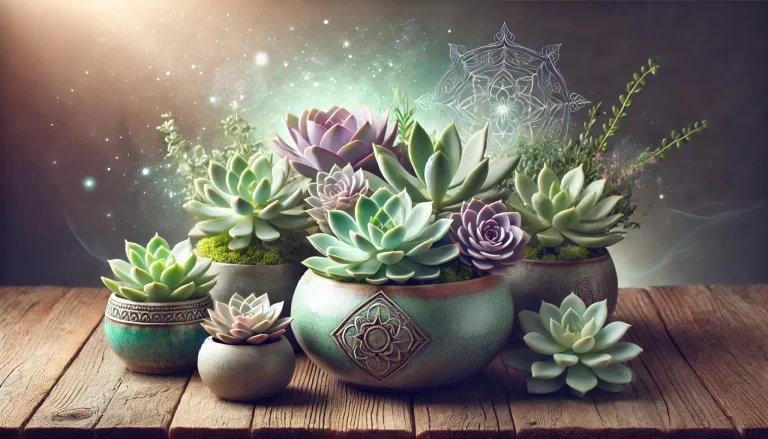 Suculentas em um ambiente zen, simbolizando o significado das suculentas na espiritualidade e equilíbrio energético.