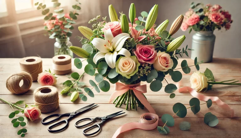 Como fazer um buquê DIY com flores naturais e montagem artesanal.