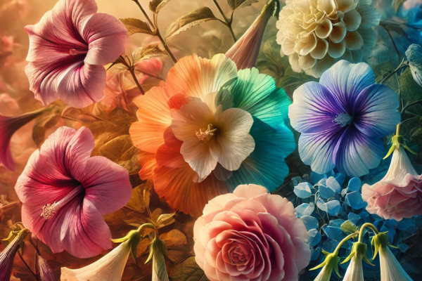 Imagem da mudança de cor das flores