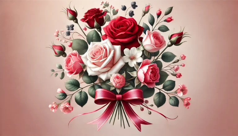Buquê de rosas com pétalas vibrantes e delicadas.