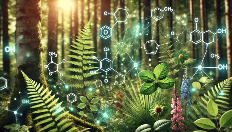 Comunicação química entre plantas no ecossistema natural.