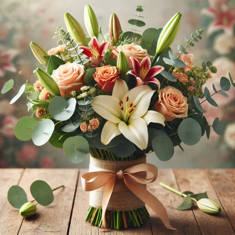 Buquê personalizado com flores vibrantes e elegantes.