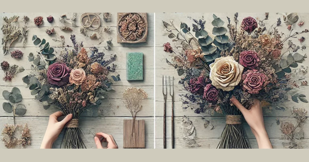 Montagem do Buquê de Flores Secas e Cuidados e Manutenção do Buquê de Flores Secas