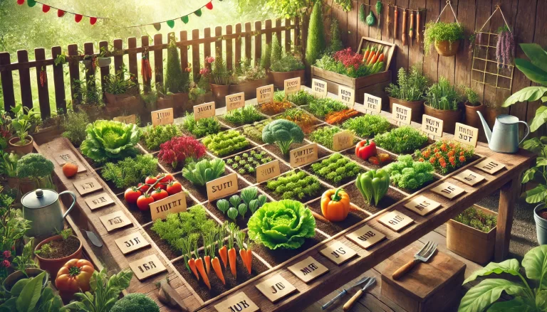 Horta com divisão mensal para calendário de plantio.
