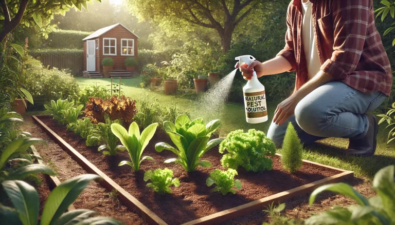 Pessoa inspecionando pragas na horta de forma natural