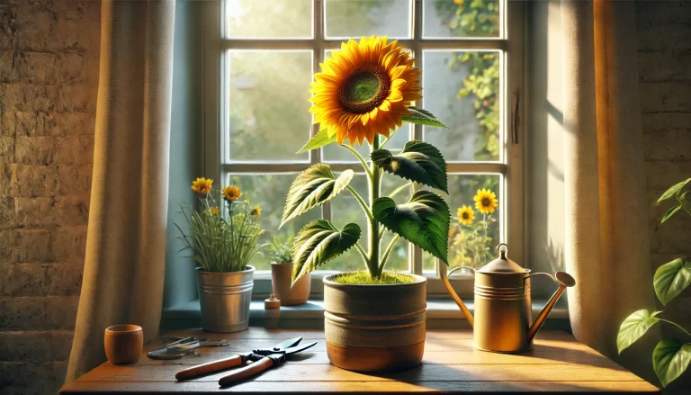 Como cuidar de girassol no vaso: flor em vaso sendo regada.