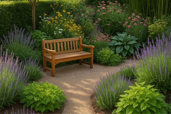 Jardim com plantas calmantes