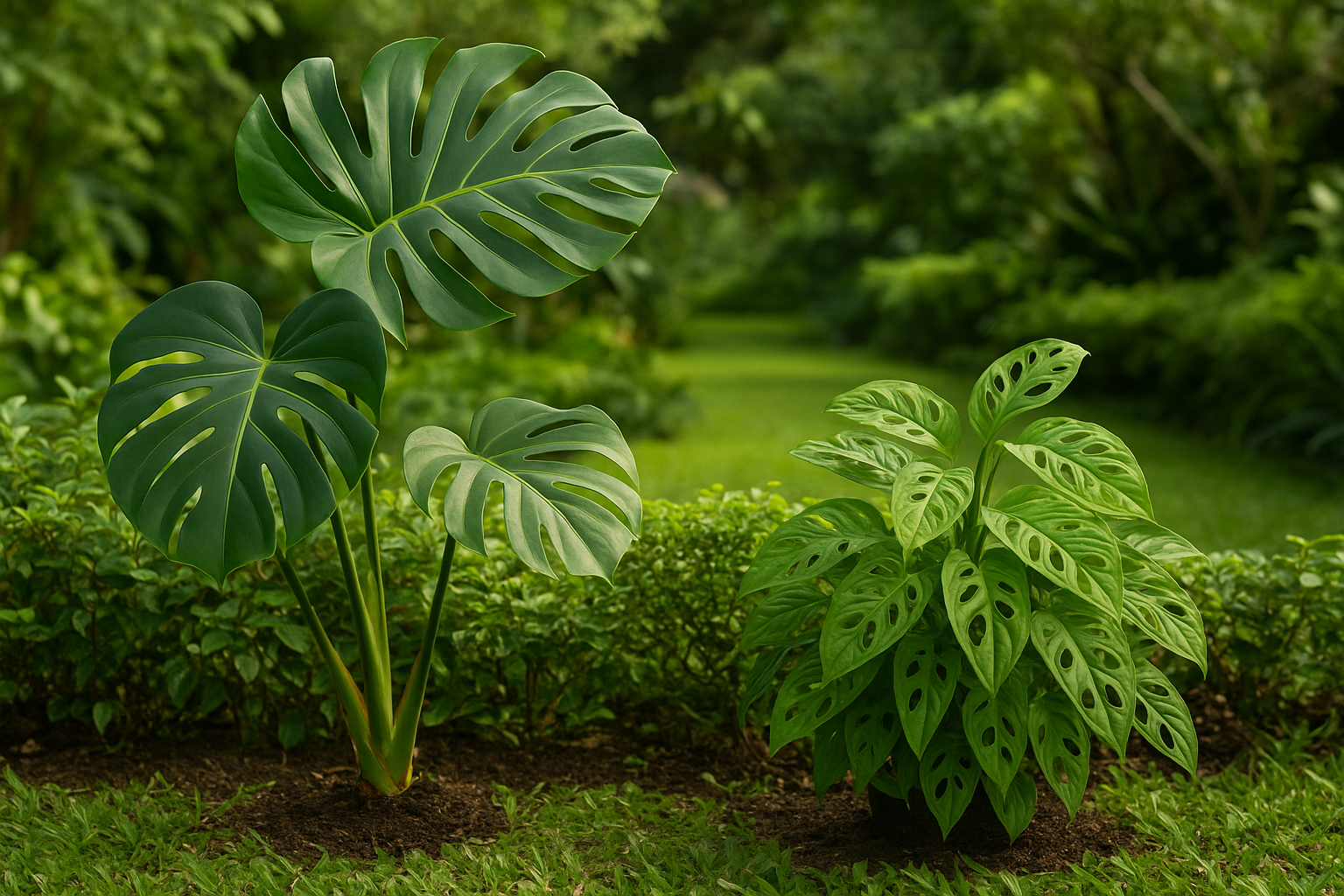 Jardim com costela de adão e costela de eva