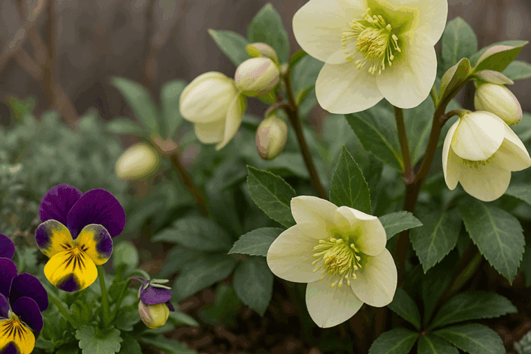 Plantas de inverno em flor