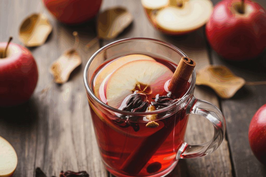 Chá de hibisco com maçã e canela