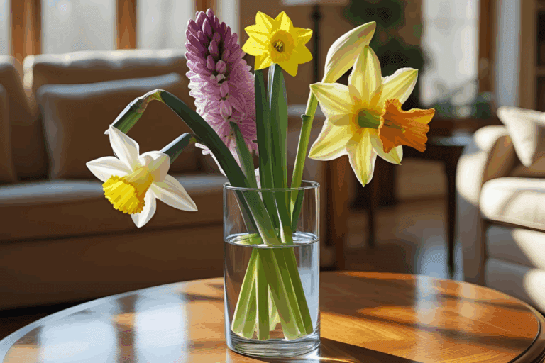 Floração de Inverno: amarílis, jacintos e narcisos em vaso