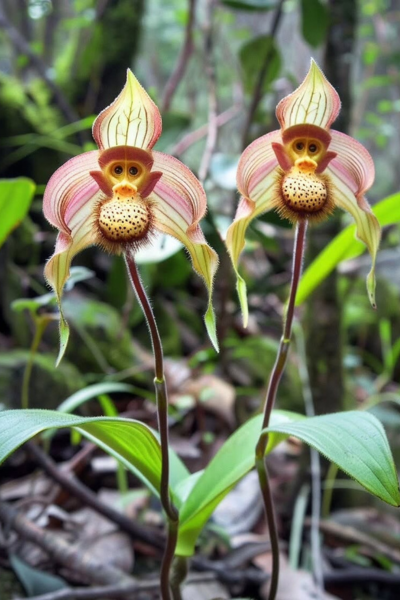 orquídea cara de macaco em floração rara