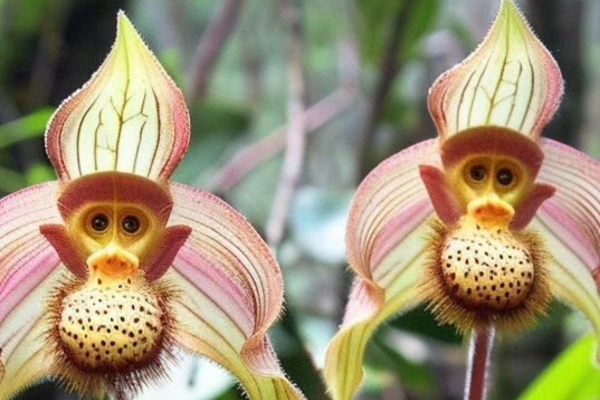 orquídea cara de macaco em floração rara