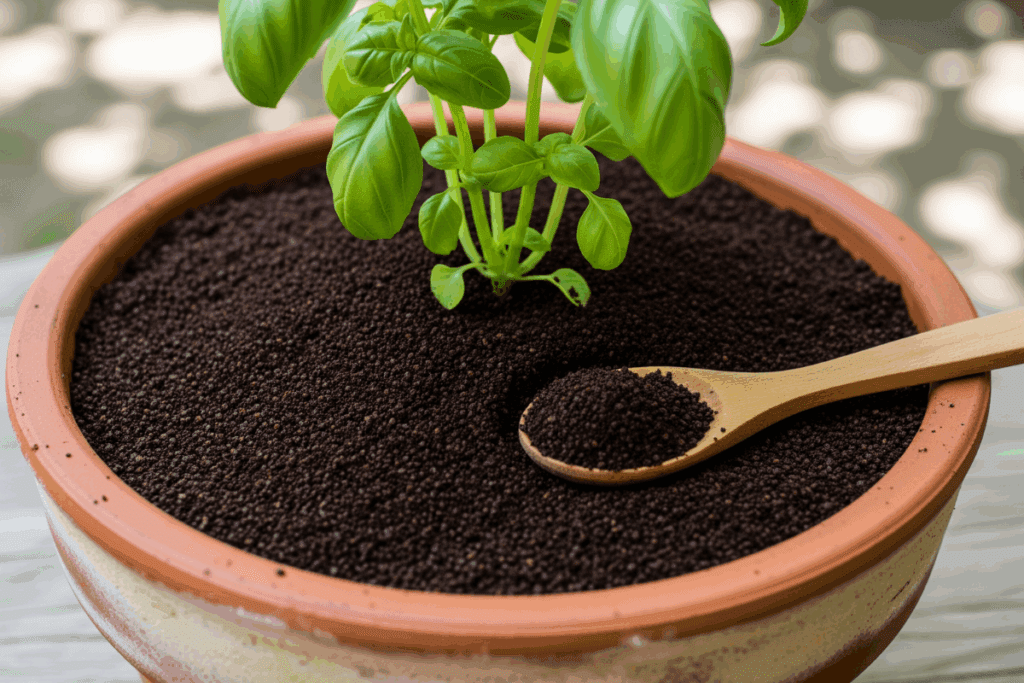 borra de café nas plantas