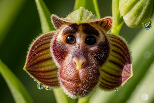 orquídea cara de macaco em floração rara