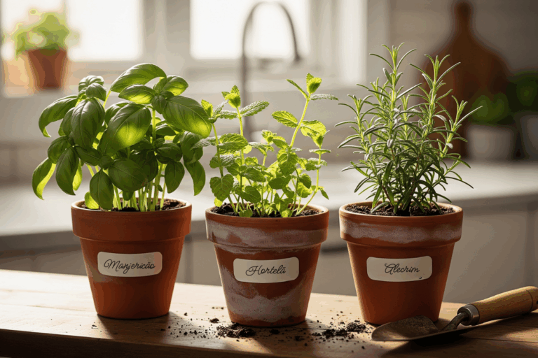 Mini horta de temperos na cozinha: guia prático para cultivar em pouco espaço